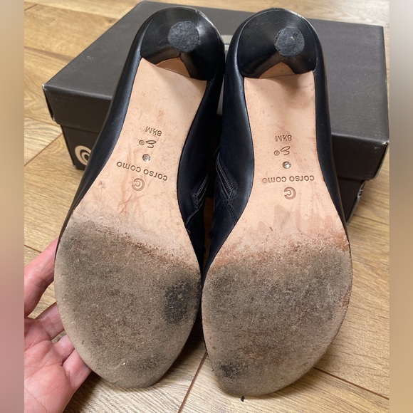 CORSO COMO Catania Black Leather Peep Toe Booties - Picture 12 of 14